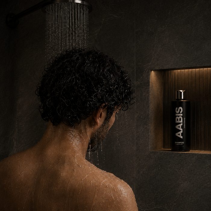 Rinsing shampoo out until the water runs clear